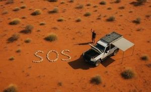 SOS sign in the outback